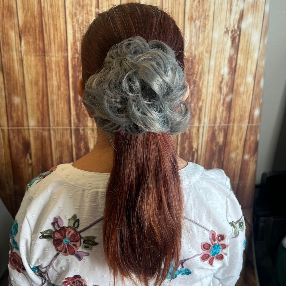 Elegant Gray Hair Bun Extension